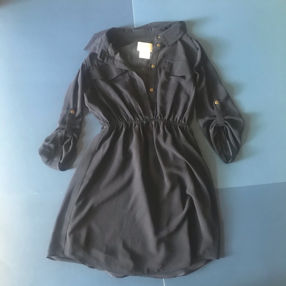 Editorial Navy Blue Dress With Belt✨